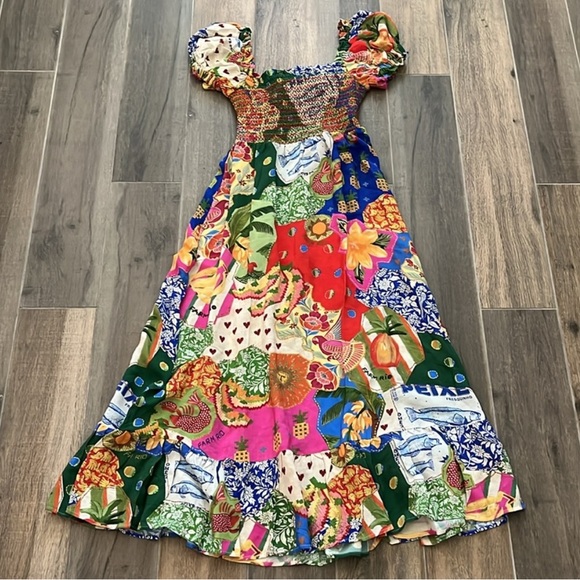 Farm Rio Women’s Sunny Mix Square Neck Midi Dress - Picture 5 of 5